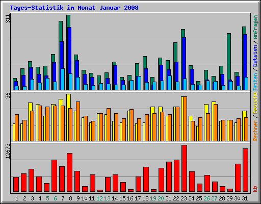 Tages-Statistik im Monat Januar 2008
