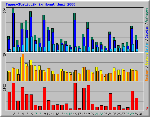 Tages-Statistik im Monat Juni 2008