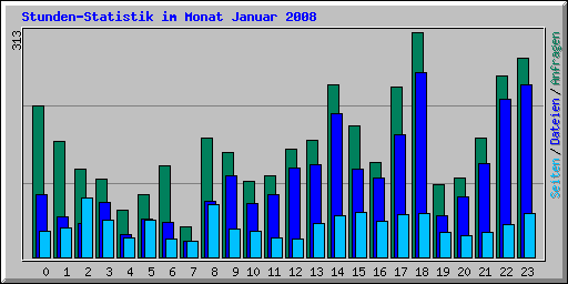 Stunden-Statistik im Monat Januar 2008