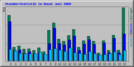 Stunden-Statistik im Monat Juni 2009